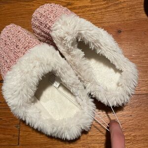 Cozy Pink and White Kids Slippers